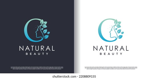 Nature beauty logo template with letter o concept Premium Vector