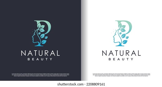 Nature beauty logo template with letter p concept Premium Vector