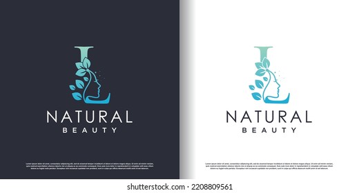 Nature beauty logo template with letter l concept Premium Vector