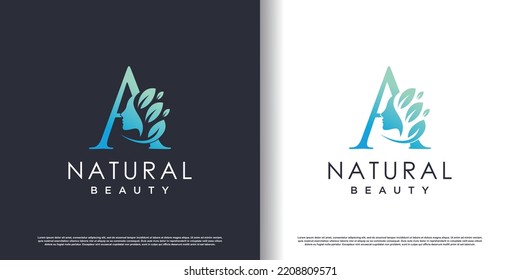 Nature beauty logo template with letter a concept Premium Vector