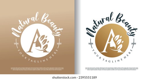 Nature beauty logo template with letter a concept Premium Vector