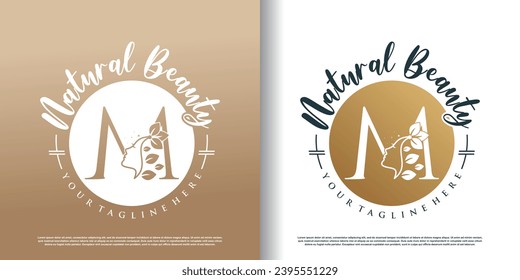 Nature beauty logo template with letter m concept Premium Vector