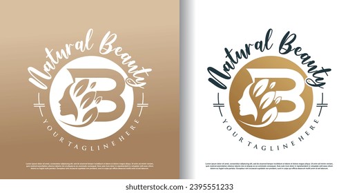 Nature beauty logo template with letter b concept Premium Vector