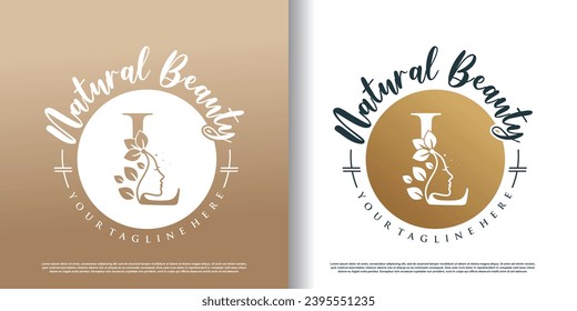 Nature beauty logo template with letter l concept Premium Vector