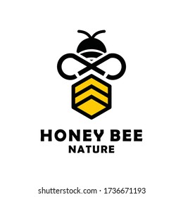 Nature Bee Honey Logo Vector