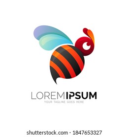 Nature Bee Honey Logo Vector, Bee honey logo
