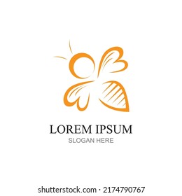 nature Bee honey  logo vector icon illustration design  template