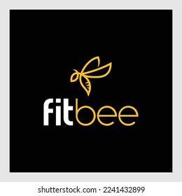 Nature Bee Honey Logo Vector.abstract bee single line logo