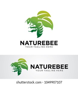 Nature Bee Logo Template Design Vector, Emblem, Design Concept, Creative Symbol, Icon