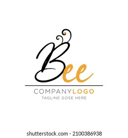 Nature Bee Text Honey Logo Vector. EPS10