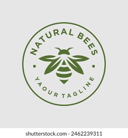 logo de Vector de abeja natural. fondo blanco