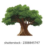 Nature big tree vector over white
