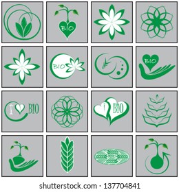 Nature & bio icons set, vector