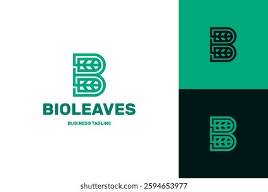 nature bio leaf b letter logo vector