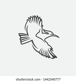 nature bird logo illustration animal rescue foundation, flying bird logo. line art Bird icon