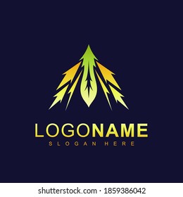 nature bird logo, bird and leaf, combination logo with flat green color style