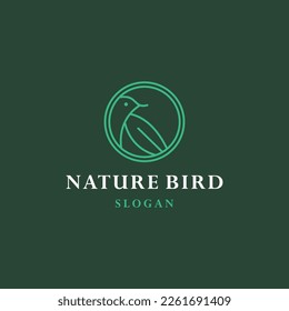 Naturvogel-Logo, Vektorsymbol-Vorlage herunterladen Monoline-Linien-Skizze