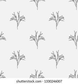 Nature Black and White designed seamless pattern for background, wrapping paper, fabric. Modern botanical endless repeatable motif for surface design. Vector illustration.