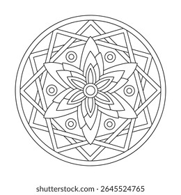 Nature bloom swirl mandala coloring book page