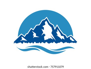 Nature Blue Mountain with Sea Illustration Company Logo Design