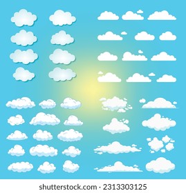 Nature blue sky with white clouds | Clouds vector icon | Flat vector illustration of clouds | Cloud icon you can use for banner poster or you any other project