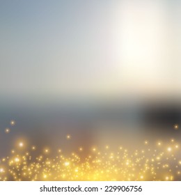 Nature blur landscape background with lights. Vector illustration 