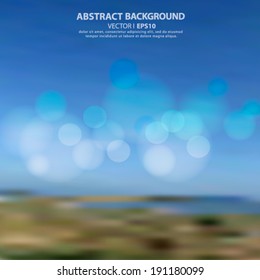 Nature blurred background blue sky and field.  Vector EPS 10 illustration.