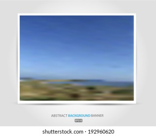 Nature blurred background blue sky and field. Vector EPS 10 illustration.