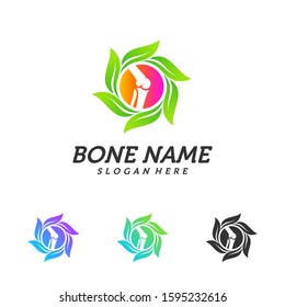 Nature Bone logo design template. Concept Vector of human body health. Emblem symbol Icon.