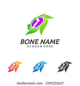 Nature Bone logo design template. Concept Vector of human body health. Emblem symbol Icon.