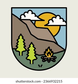 Nature and bonfire graphic illustration vector art t-shirt design
