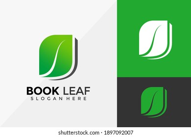Diseño del logotipo de la hoja del libro de la naturaleza, diseño de logotipo moderno plantilla de ilustración vectorial