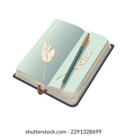 nature book with leaf and pen icon isolated