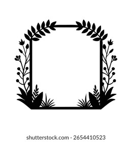 Nature Border Frame Silhouette Vector Art Illustration