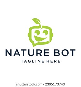 nature bot tech logo design vector template