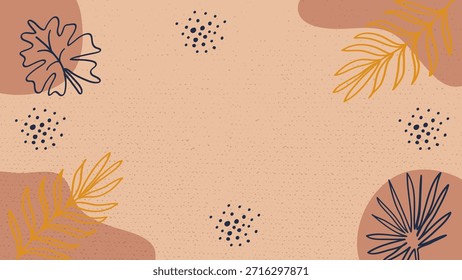 Natur Botanische Boho Banner Hintergrund braun Blätter abstrakte organische Formen. Vektorgrafik