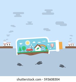 nature in bottle, ecology concept