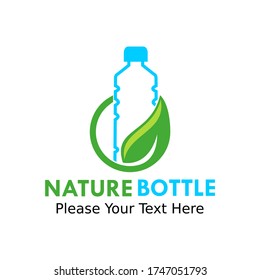 Nature bottle logo design template illustration. there are leaf and bottle