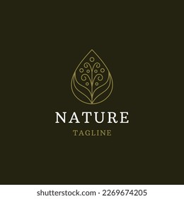 Nature boutique of leaf line logo icon design template