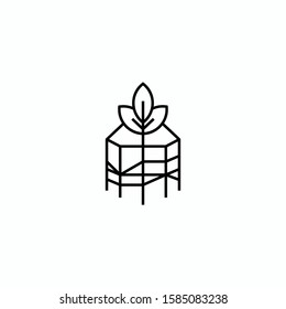 nature box house logo vector concept with outline, simple and unusual