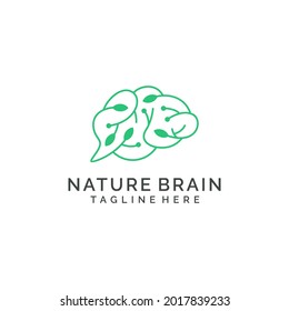 Diseño del logotipo abstracto del cerebro de la naturaleza