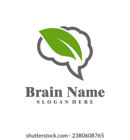 Nature Brain logo design vector. Creative Brain with Leaf logo concepts template