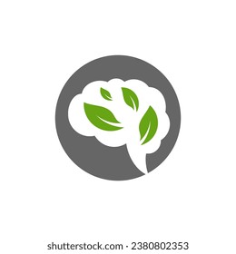 Nature Brain logo design vector. Creative Brain with Leaf logo concepts template