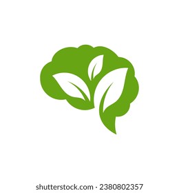 Nature Brain logo design vector. Creative Brain with Leaf logo concepts template