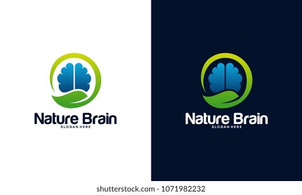 Nature Brain logo designs concept vector, Nature Mind logo template
