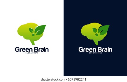 Nature Brain logo designs concept vector, Nature Mind logo template