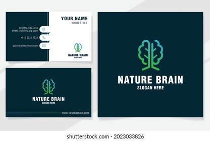 Nature brain logo template on modern style