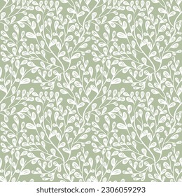 Nature Branch Leaf Seamless Pattern Green Background