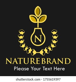 Nature brand logo design template illustration, suitable for boutique, nature, jewellery, luxury, fashion, education, medical, you can change letter "N", color, or size