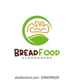Naturaleza Plantilla de Vector con el logotipo de Bread Food, Conceptos creativos de diseño del logotipo de Bread Leaf